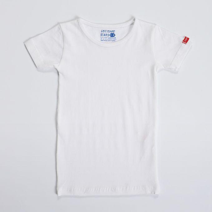 Cottonil Round Neck Plain White Short Sleeves Undershirt