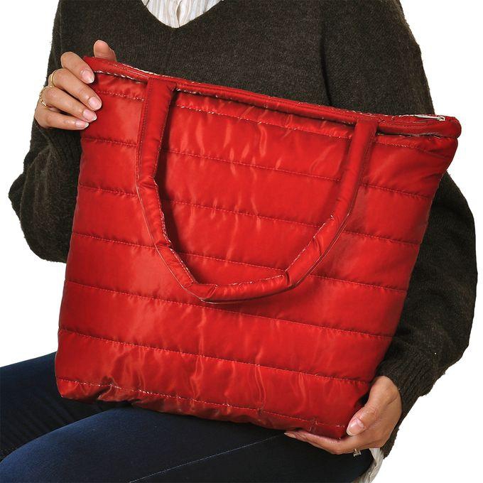 Casual Nylon Quilted Soft Shoulder Bag - Shiny Maroon