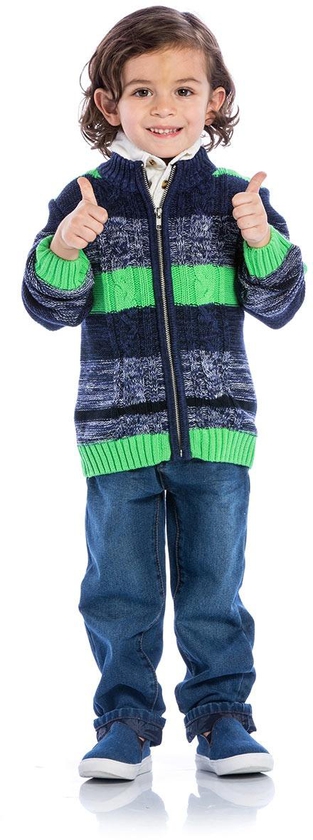 Basicxx Kids Rugby Striped Cotton Sweater Green Size 3-4 Years
