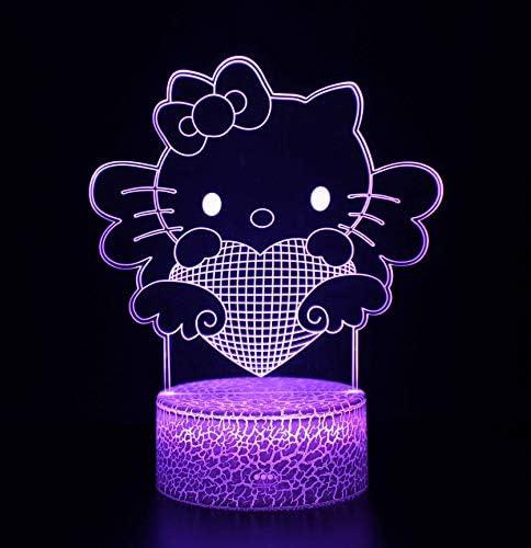 3D LED Night Light Table Desk Lamp 16 Color Optical Illusion Lights Hello Kitty 5