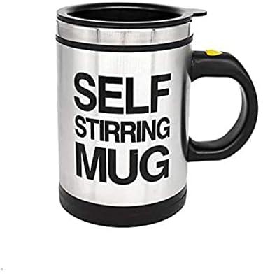 Third Generation Self Stirring Mug, Stainless Steel Coffee Mixing Drinking Cup, 400ml, Black