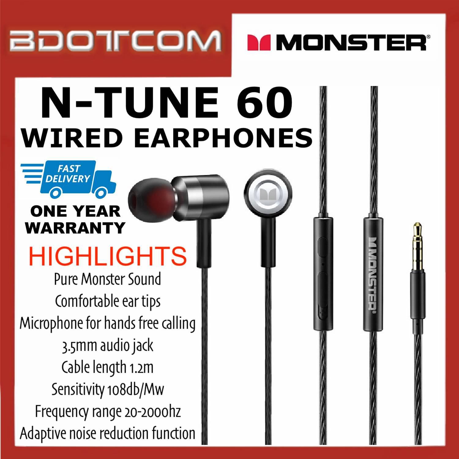 Bdotcom [READY STOCK] Monster N-TUNE 60 Wired Earphones with Built-In Microphone