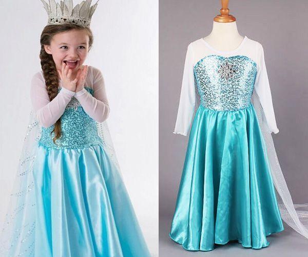 Girl Costume Cosplay Party Princess Frozen Elsa Anna Fancy Dress