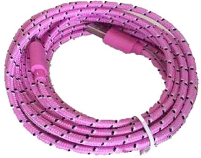 Flat Data Cable Charger For Apple iPhone 6/6 Plus Pink/Black 3 meter