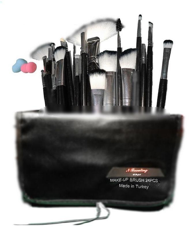 Turkish Make Up Brush Set Bag + 2Blenders - 26 Pcs - Black
