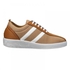 Salerno Textile Lace-Up Leather Side Panels Contrasting Fashion Sneakers with Pull-Tab For Men - Beige & Camel