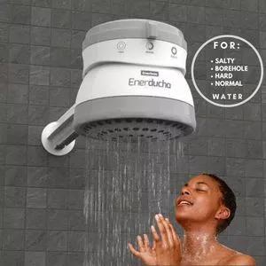 Enerbras Enerducha 3 Temp (3T) Instant Shower Water Heater Works with SALTY, BOREHOLE & NORMAL water. Ideal option for a relaxing and economic bath. 3 Temperature settings to choos