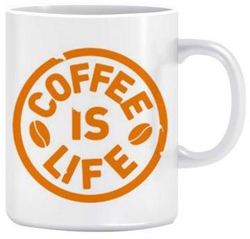 Printed Ceramic Coffee Mug White/Orange Standard