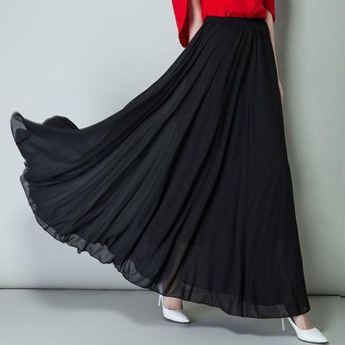 New Summer Chiffon Skirts Plus Size Full-Length Skirt High Waist Elegant Dance Skirt Pink Black Red Navy Blue White Long Skirts