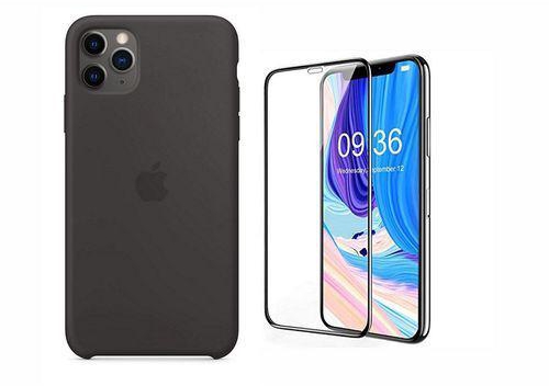 Slicone Case For IPhone 11Pro Max Black + Free 3D Glass