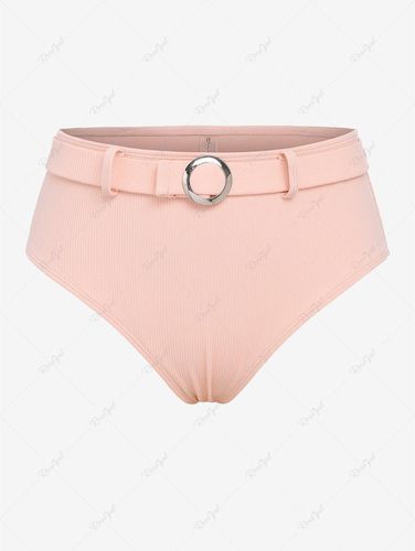 Plus Size Ring Belted Textured Ribbed Bikini Bottom - 4x