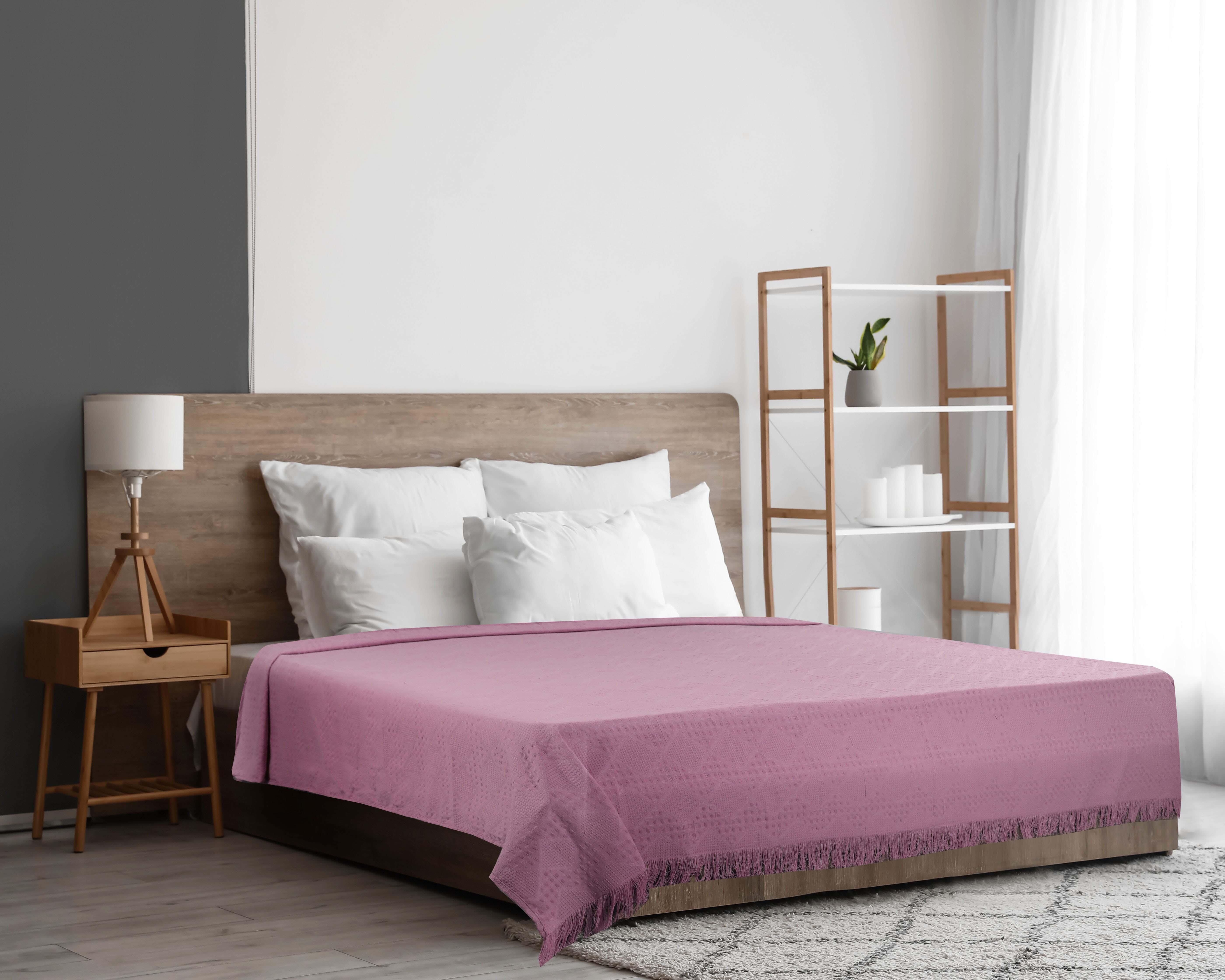 Get Yara Cotton Comforter Set with Tassels and Sheet, 4 Pieces, 220×240 cm - Purple White with best offers | Raneen.com