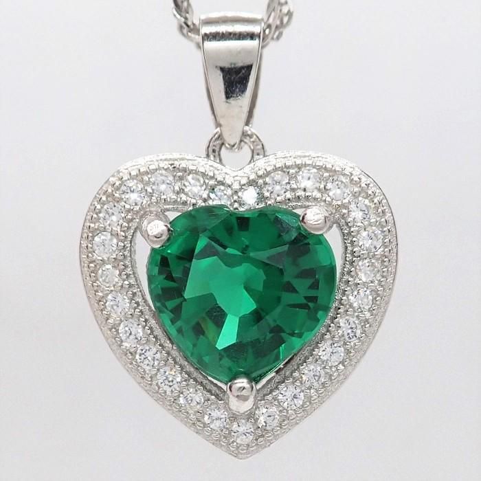 Magari Synthetic Emerald Heart Shape Pendant