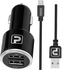 Powerology 3.1A Dual USB Car Charger Kit with Micro USB Cable Black