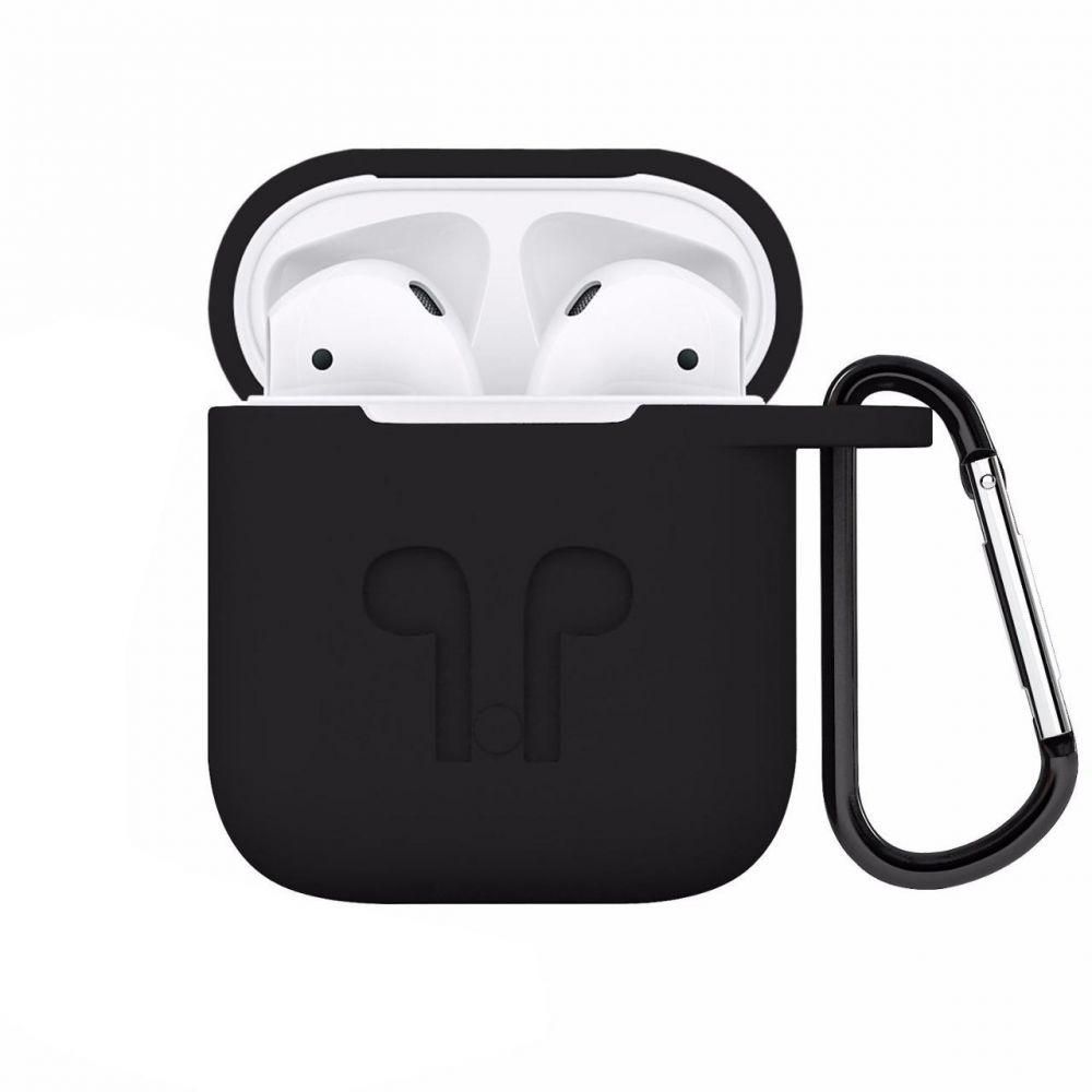 AirPods Case Protective Silicone Cover with Carabiner for Apple Airpods Accessories Black