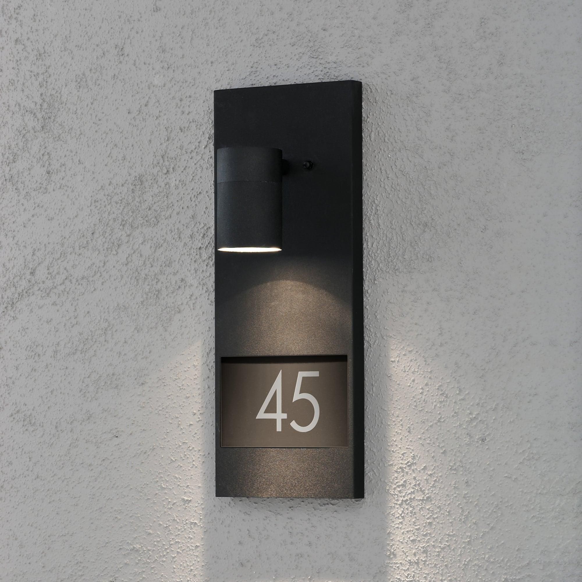 Konstsmide Modena Black LED Aluminium House Number Wall Light