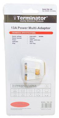 TERMINATOR 6-way Adaptor Universal Multi Socket - White