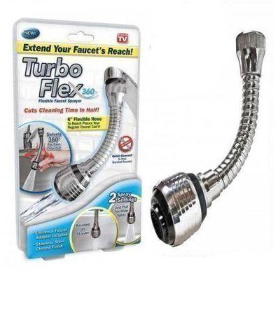 As Seen On Tv Turbo Flex 360 Instant Hands Free Faucet Swivel Spray Sink Hose