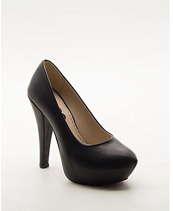 Walkies Heeled Leather Shoes - Black