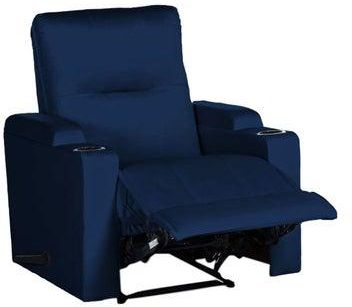 Velvet Upholstered Classic Cinematic Chair With Bed Mode Dark Blue 92x95x80centimeter