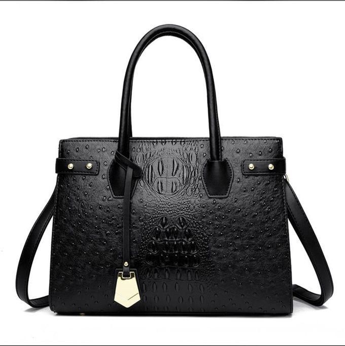 All Season's Leather Office Ladies Handbag-Black