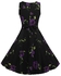 Generic O-neck Sleeveless Elegant Hebborn Vintage Floral Wear To Party Banquet Flared Dresses Princess Ra-ra Dresses-black & Purple