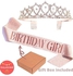 2PCS Birthday Girl Sash Rhinestone Crown Tiara Kit Rose Gold