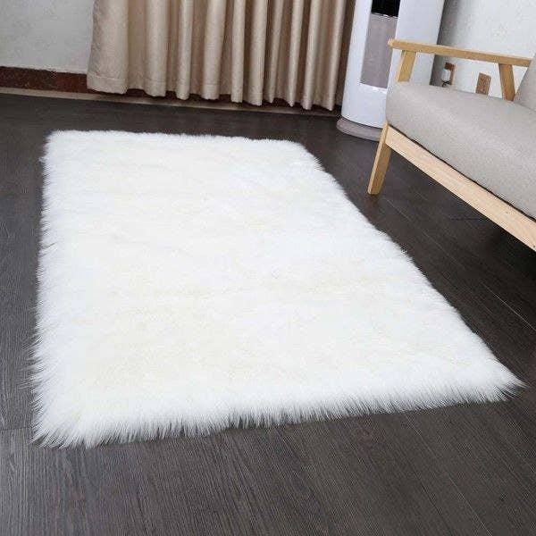 Get Fur Square Carpet, 150×100 cm - White with best offers | Raneen.com