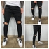 Men's New Ripped Straight-leg Stretch Jeans-Black