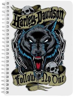 دفتر ملاحظات بسلك حلزوني مقاس A5 بطبعة عبارة "Harley Davidson" متعدد الألوان