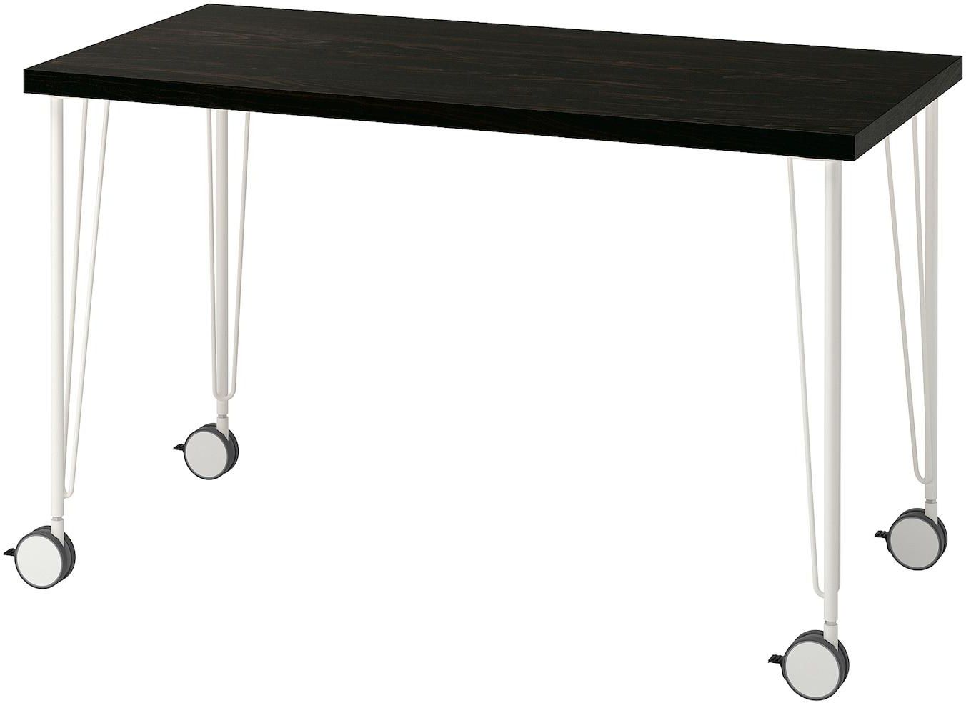 LAGKAPTEN / KRILLE Desk - black-brown/white 120x60 cm
