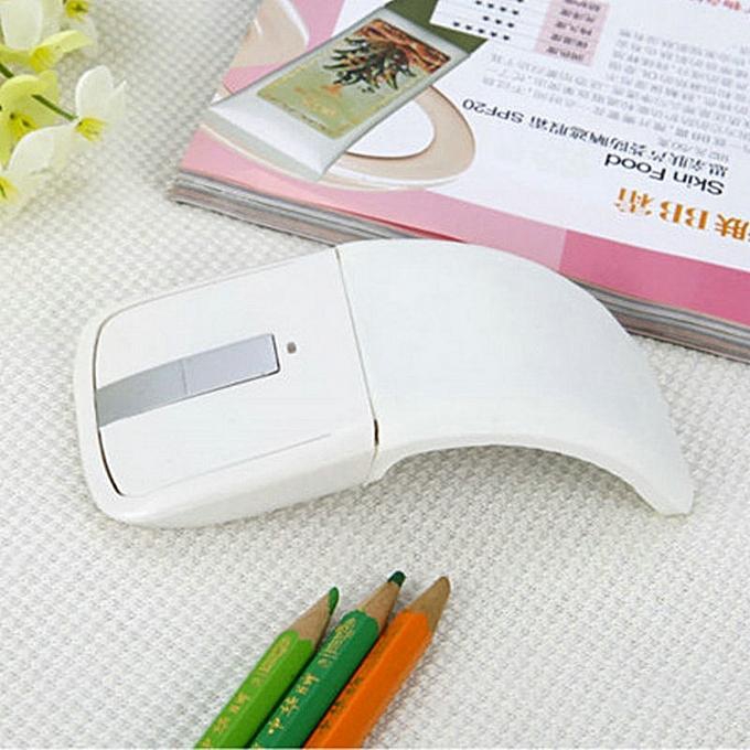 Generic 2.4Ghz Foldable Wireless Mouse Folding Arc Touch Mouse Mause Computer Gaming Mouse Mice for Microsoft Surface PC Laptop-white
