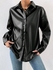 Women's Black Leather Jacket Shirt