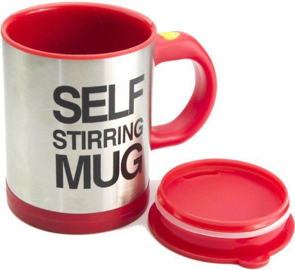 Red color Self Stirring Mug Cup Hot Drink Tea Coffee Gadget Travel Camping Summit