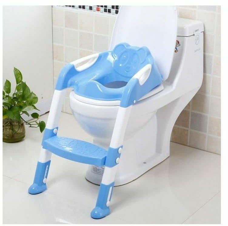 Baby Potty Toilet Chair Training Seat With Adjustable Ladder Infant Anti Slip Folding Toilet Trainer Safety Seats Blue 40x20x40cm