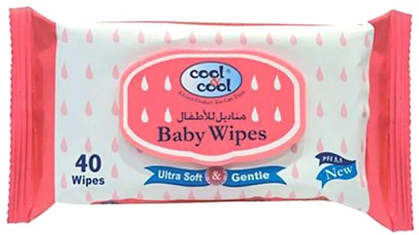 Cool &amp; Cool Ultra Soft And Gentle Baby Wipes White 40 Wipes