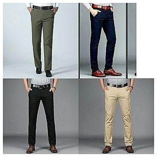 4 In 1 Men's Chinos Trouser- Black,Navy Blue ,Cream & Green