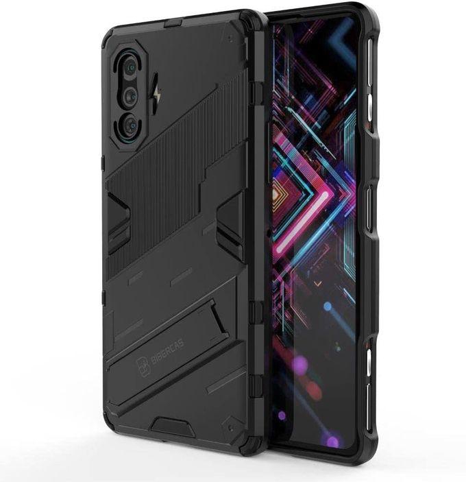 Case For Xiaomi Redmi K40 Gaming ,- Kickstand Cover Brushed Armor Shockproof - Anti-Scratch Protective Cover - Black