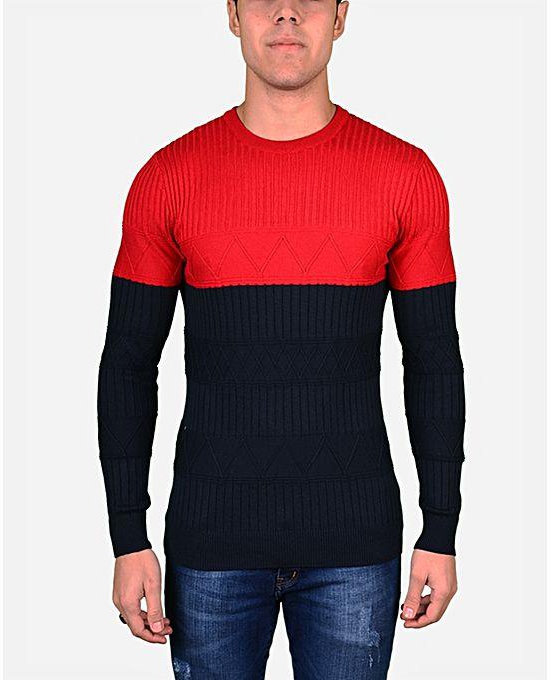 Town Team Knitted Round Neck Pullover - Red