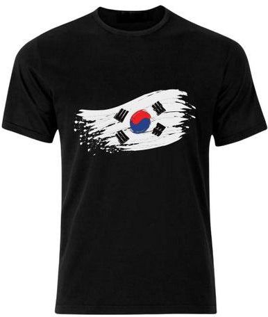 Korea Patriotic Independent Day Printed Casual Crew Neck Short Sleeve T-Shirt Black