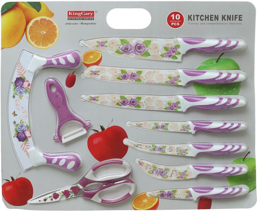 King Gary 0028 Set Of 10 Pieces Kitchen Knife - Purple
