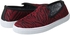 Salerno Textile Patterned Notched Vamp Slip-on Shoes for Women - Dark Red, 37