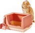 Large Cat Litter Box, Removable Semi-Closed High Sided Cat Litter Tray Box with Litter Cleaning Scoop, for Cats and Small Dogs, Splash Proof, Easy to Clean and Assemble (Orange)