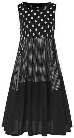 Polka Dot Pattern Maxi Dress Black/White