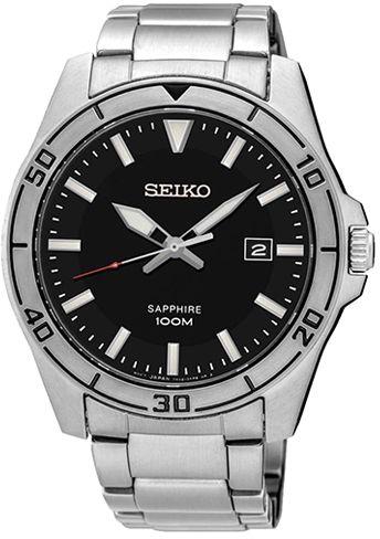 Seiko Men's Black Dial Stainless Steel Band Watch - SGEH63P1