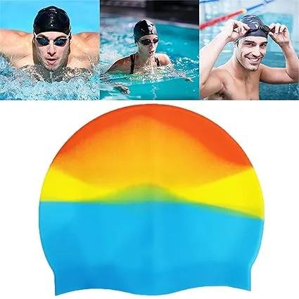 Multi-colored Swimming Cap + swimming googles Colorful