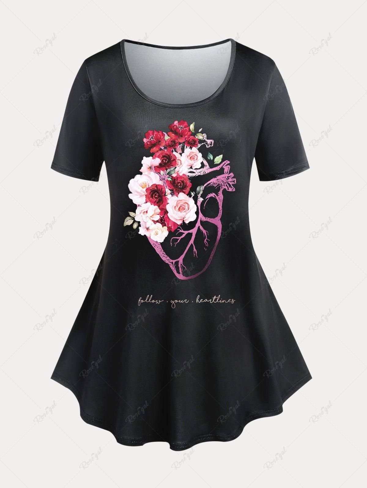 Plus Size & Curve Skull Rose Short SLeeves Top - 3x | Us 22-24