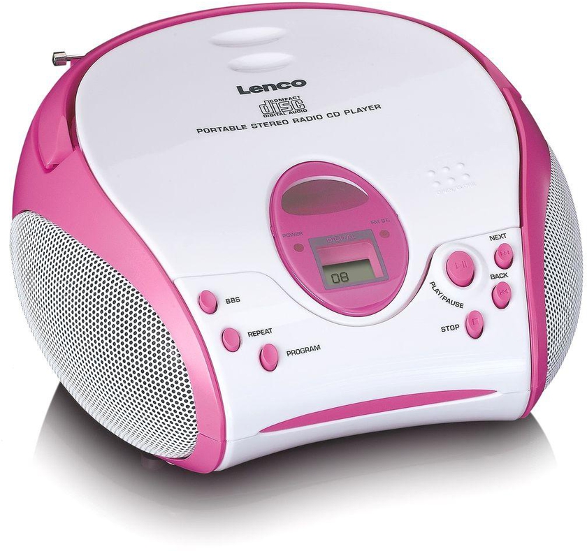 Lenco SCD-24PK Kids Portable Stereo FM Radio with CD Player - Pink