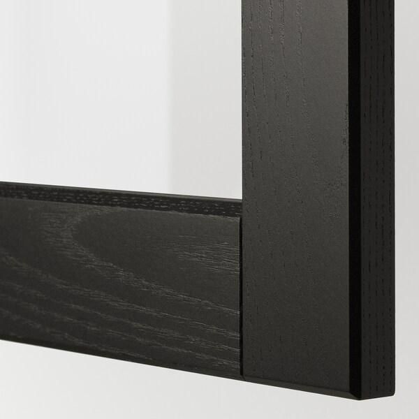 METOD خزانة حائط مع أرفف/باب زجاجي, أبيض/Lerhyttan صباغ أسود, ‎30x80 سم‏ - IKEA