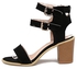 Generic Simple Buckle Strap Suede Design Women Sandals - BLACK